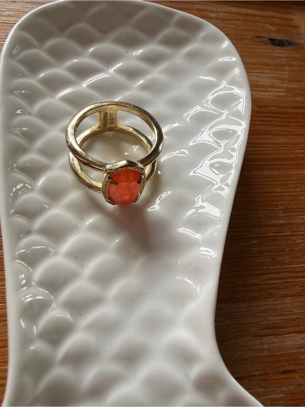 Kendra Scott Gold Ring with Orange Cabochon